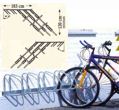 Aparca bicicletas mural 5 plazas 45º